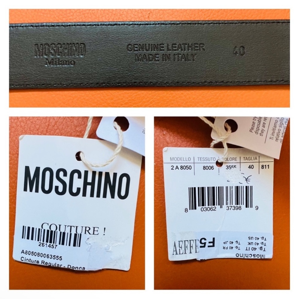 New! MOSCHINO Logo Butch Lettering Leather Belt - Picture 8 of 8